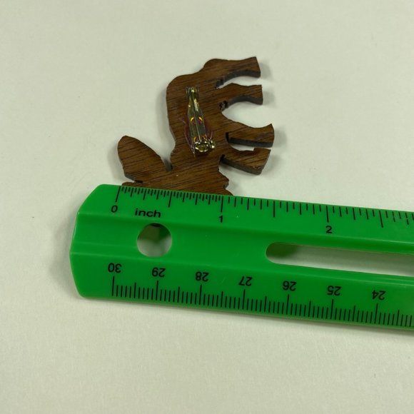 Moose Deer Vintage Wood Cutout Pin Brooch Animal Likeness - Picture 6 of 6